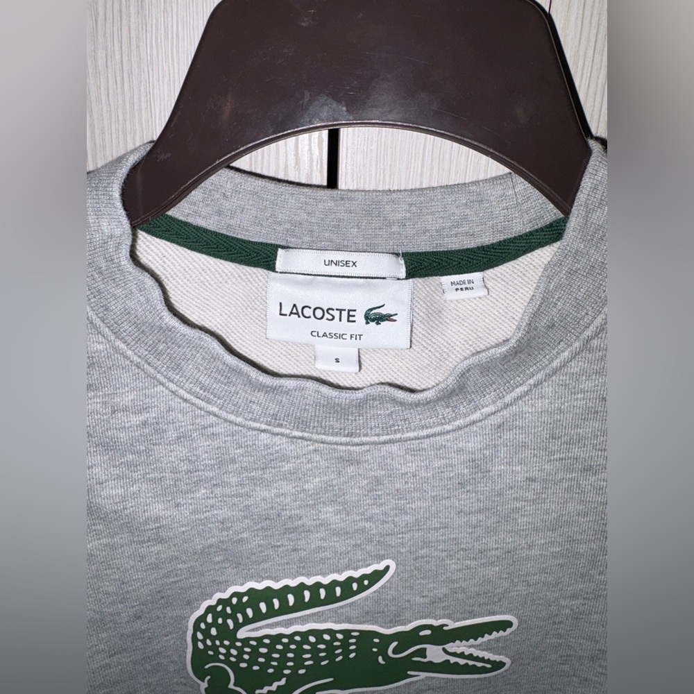 Lacoste Gray and Green Unisex Crewneck Sweater - Picture 3 of 5